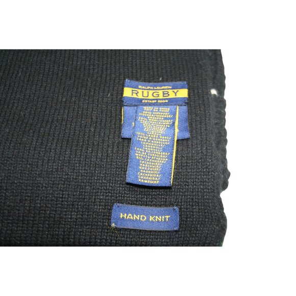 Ralph Lauren Rugby Scarf Wool Blend Snowflake Fair Isle Black Classic Preppy - Picture 4 of 7